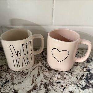 Rae Dunn Sweetheart Mug Duo - Cream and Pink